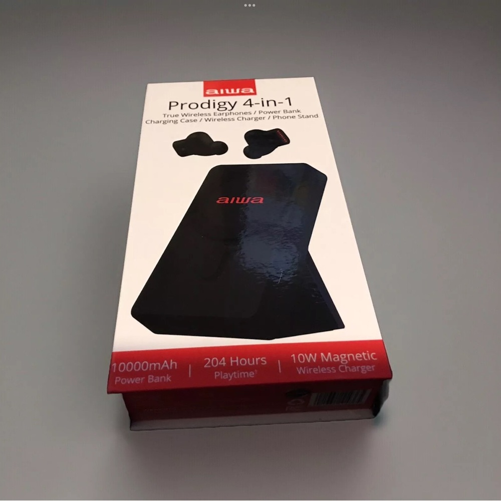 AIWA Prodigy 4-in-1 Wireless Earbuds, 10,000 mgh Powerbank, Phone Stand-…